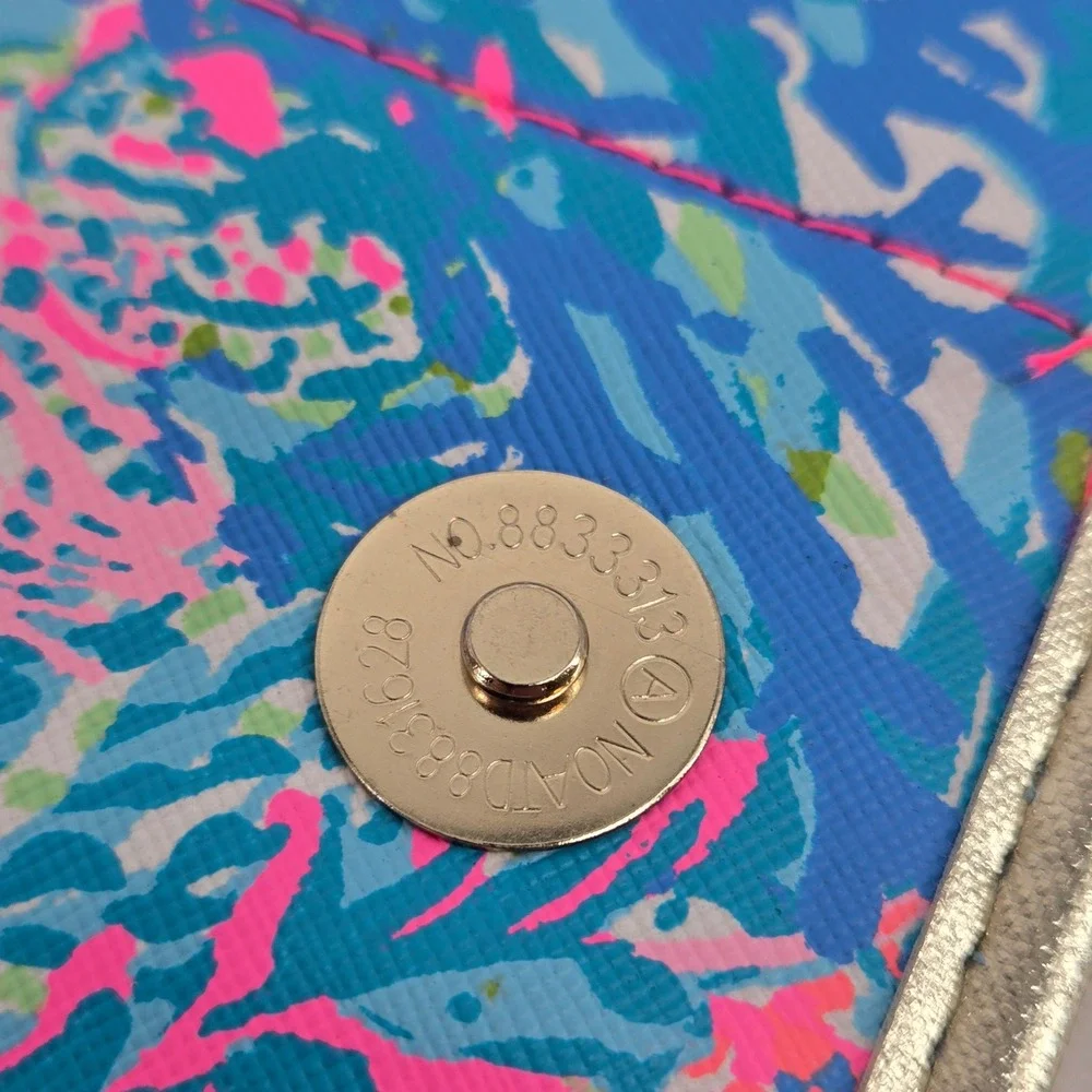 Lilly Pulitzer Bi-Fold Travel Organizer Clutch Bag Fished My Wish Gold Trim